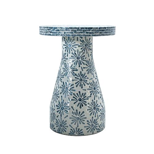 Halio Blue Floral Shell Side Table by TOV Furniture