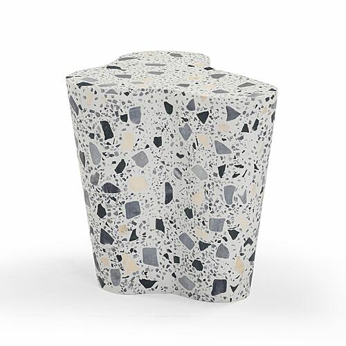 Slab Black & White Riverbed Terrazzo Indoor/Outdoor Side Table by TOV Furniture