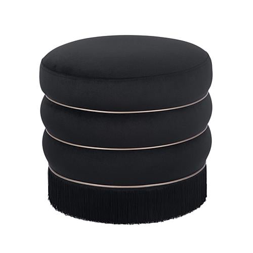 Lakka Black Velvet Ottoman by TOV Furniture