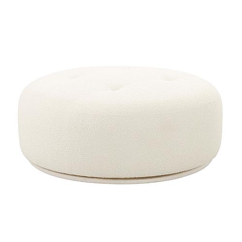 Fickle Cream Boucle Swivel Ottoman by TOV Furniture