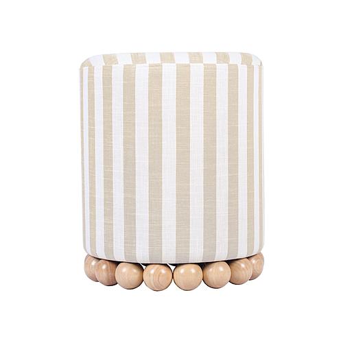 Dex Beige Striped Linen Ottoman by TOV Furniture