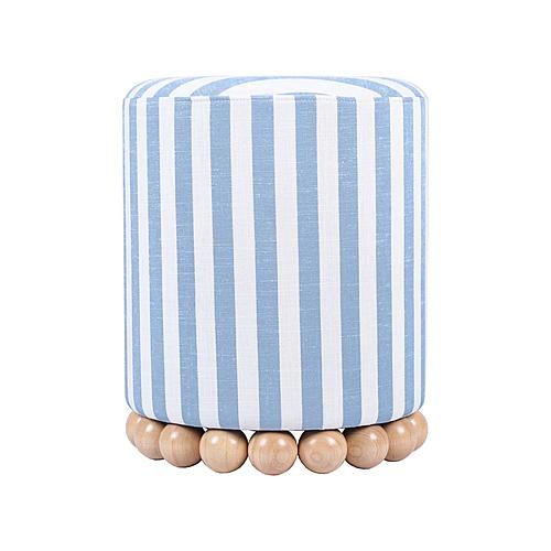 Dex Pastel Blue Striped Linen Ottoman by TOV Furniture