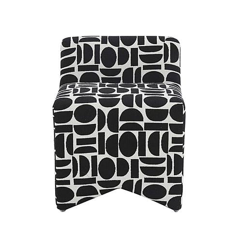 Pippa Black Geometric Jacquard Weave Stool by TOV Furniture