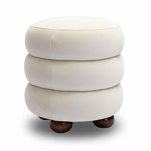 Stefanie Cream Velvet Ottoman by TOV Furniture