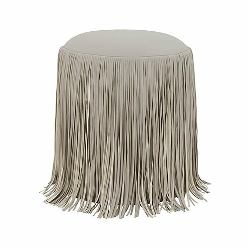 Shag Me Grey Performance Vegan Leather Ottoman by TOV Furniture
