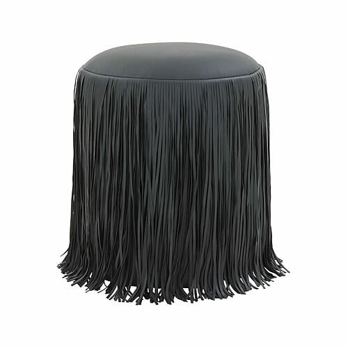 Shag Me Black Performance Vegan Leather Ottoman by TOV Furniture