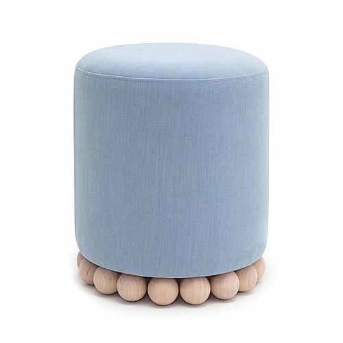 Dex Faded Blue Upcycled Fabric Ottoman by TOV Furniture