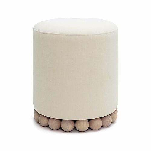 Dex Cream Upcycled Fabric Ottoman by TOV Furniture