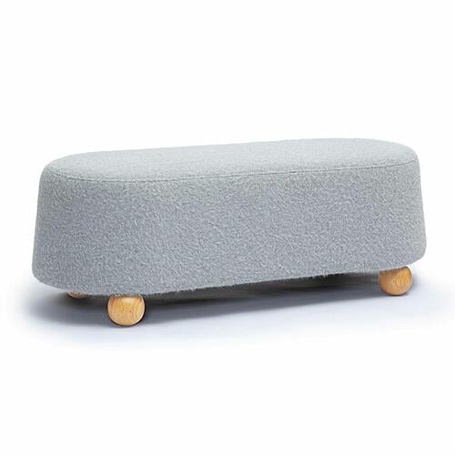Jaine Stone Grey Loose Mohair Large Ottoman by TOV Furniture