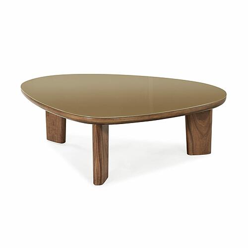 Oani Walnut and Glass Triangular Coffee Table by TOV Furniture