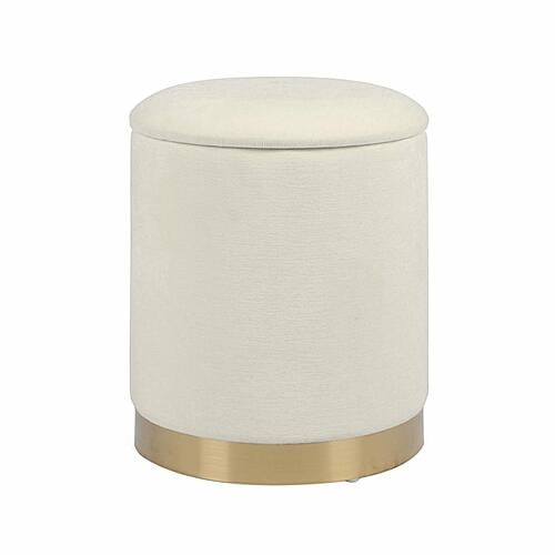 Zoe Cream Chenille Storage Ottoman by TOV Furniture