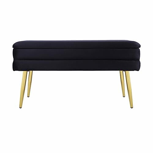 Ziva Black Velvet Storage Bench by TOV Furniture