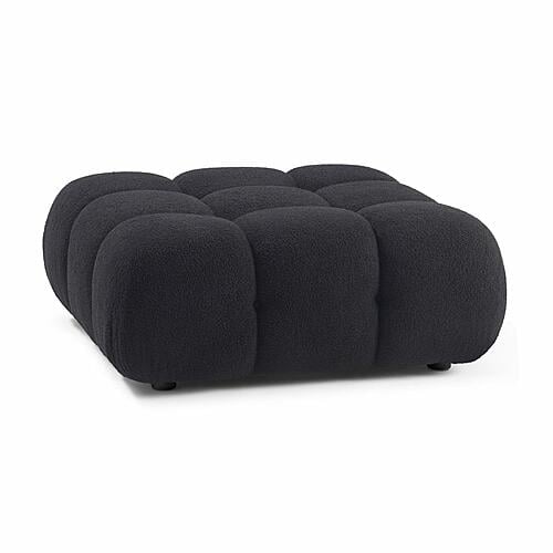 Calliope Black Vegan Shearling Modular Ottoman by TOV Furniture