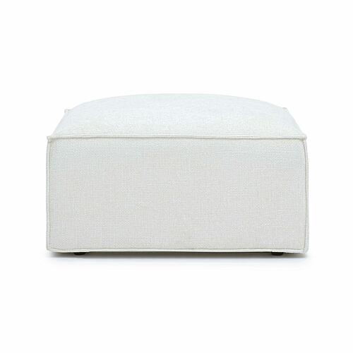 Mindy Cream Chenille Basketweave Ottoman by TOV Furniture