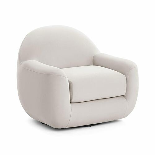 Tiago Cream Velvet Swivel Chair by TOV Furniture