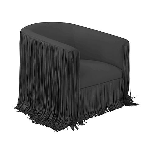Shag Me Black Vegan Leather Swivel Chair by TOV Furniture