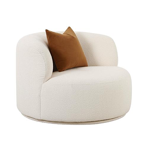 Fickle Cream Boucle Swivel Chair by TOV Furniture