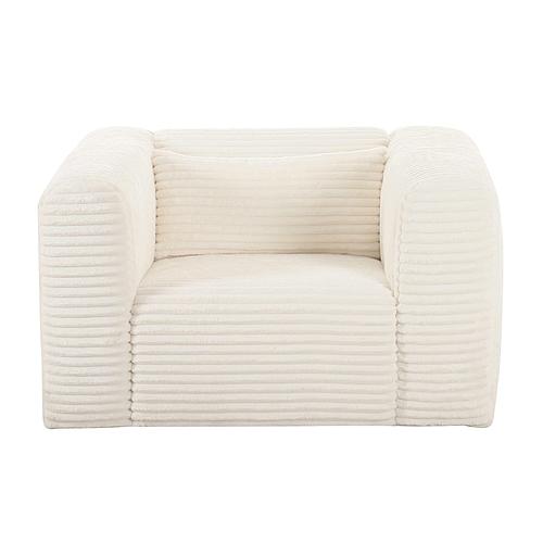 Tarra Fluffy Oversized Cream Corduroy Armchair by TOV Furniture