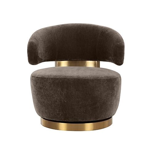 Austin Chocolate Brown Recycled Fabric Swivel Chair by TOV Furniture