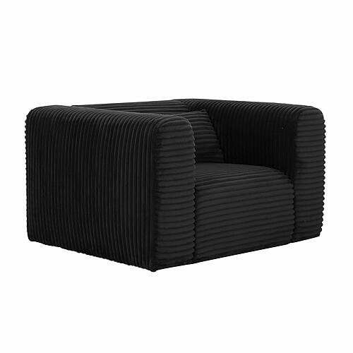 Tarra Fluffy Oversized Black Corduroy Armchair by TOV Furniture