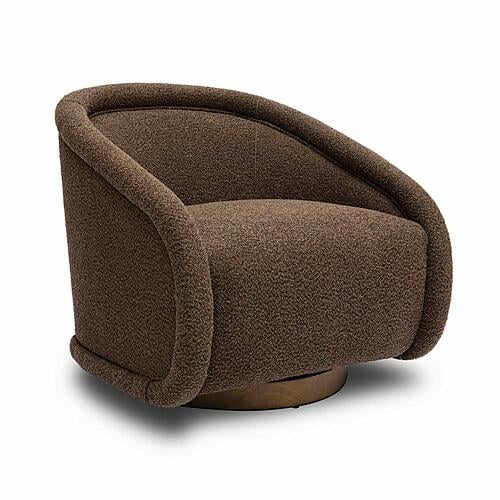 Rory Chocolate Brown Boucle Swivel Chair by TOV Furniture