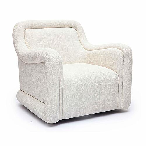 Charli Cream Basketweave Chenille Swivel Chair by TOV Furniture