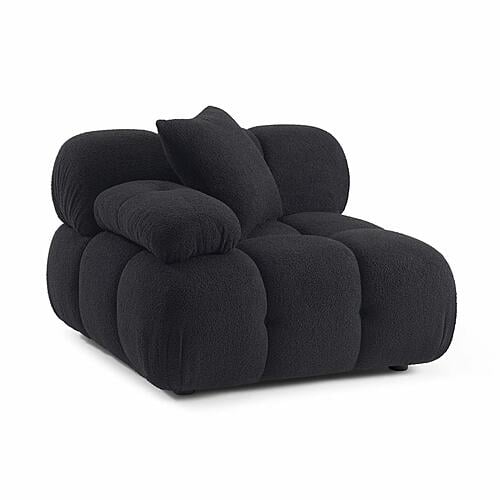Calliope Black Vegan Shearling Modular Corner Chair by TOV Furniture