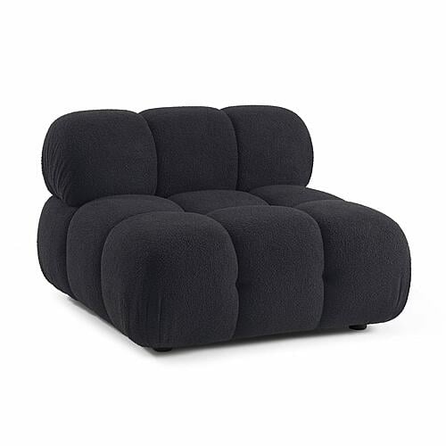 Calliope Black Vegan Shearling Modular Armless Chair by TOV Furniture