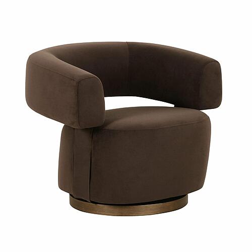 River Chocolate Brown Performance Velvet Swivel Accent Chair by TOV Furniture