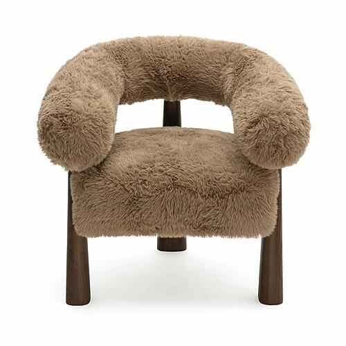 Spara Taupe Straight Vegan Shearling Accent Chair by TOV Furniture