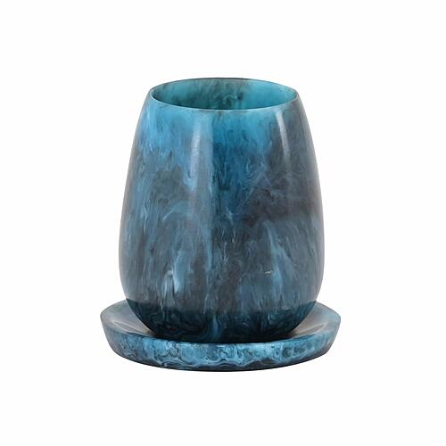 Rounded Blue Swirl Resin Kiddush Cup by TOV Furniture