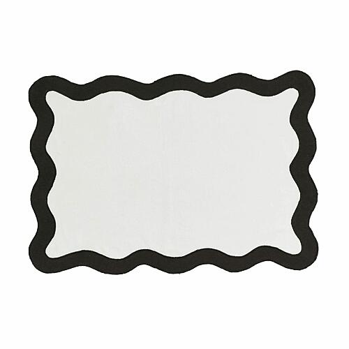 Scalloped Edge Black and White Cotton Placemat - Set of 4 by TOV Furniture