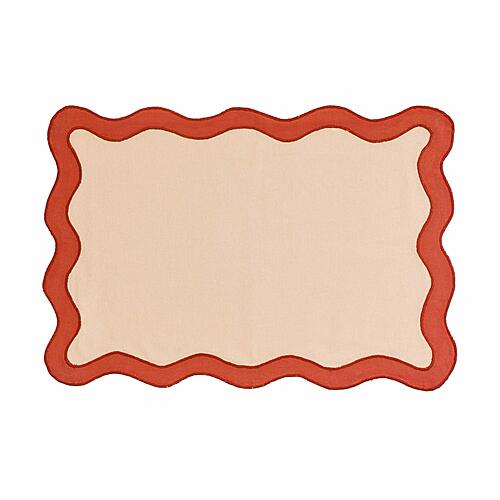 Scalloped Edge Rust and Orange Cotton Placemat - Set of 4 by TOV Furniture