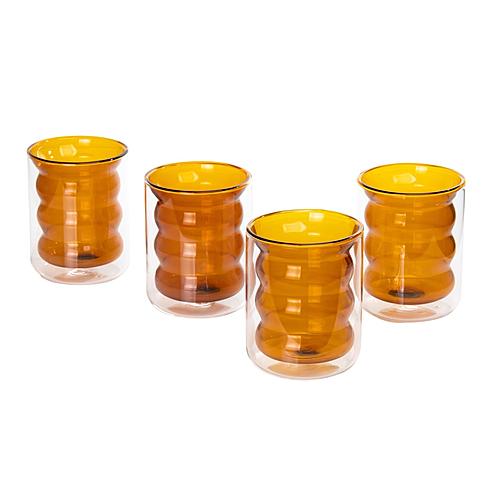 Waves Amber Water Glass - Set of 4 by TOV Furniture