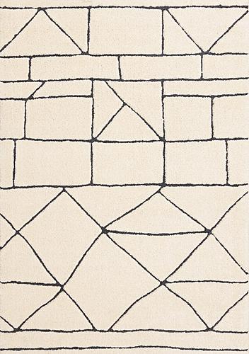 Talia Cream Black Geometric Lattice Design Rug by Kalora