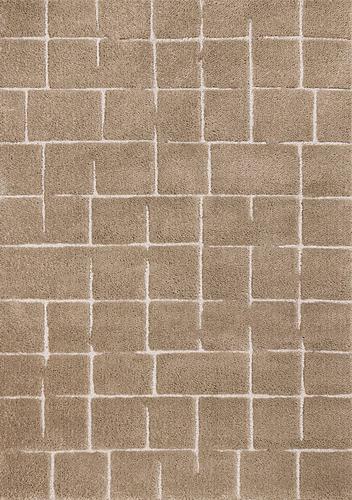 Talia Taupe White Broken Grid Pattern Rug by Kalora
