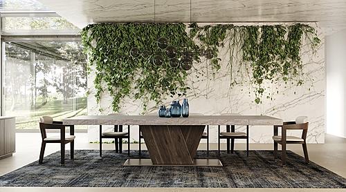 Nova Domus Cairo - Italian Modern Faux Marble & Pecan Elm Extendable Dining Table by VIG Furniture