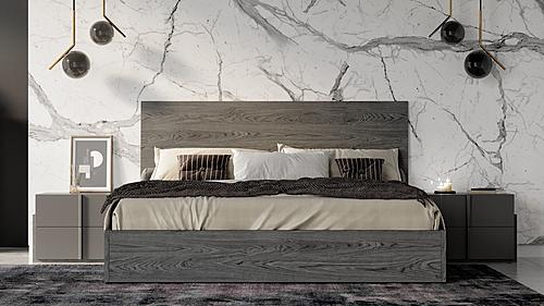 Nova Domus Lucia - Italian Modern Matte Grey / Elm Grey Full Bed + 2 Nightstands Set by VIG Furniture