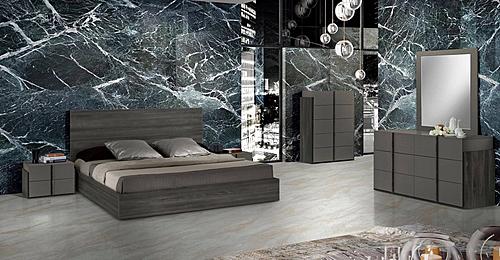 Full Nova Domus Lucia - Italian Modern Matte Grey / Elm Grey Bedroom Set by VIG Furniture