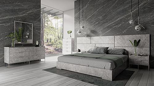 Nova Domus California King Marbella - Italian Modern Grey Marble Bed w/ 2 Nightstands by VIG Furniture