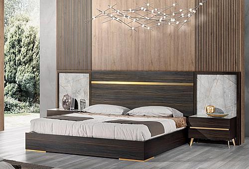 Nova Domus Velondra - Queen Modern Eucalypto + Marble Bed with Two Nightstands by VIG Furniture