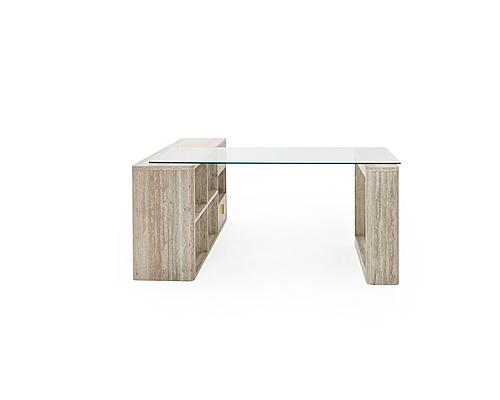 Nova Domus Roma - Modern Glass + Travertine Reversible Desk by VIG Furniture