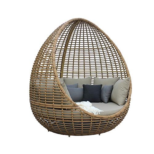 Renava Cocoon - Outdoor Beige + Wicker Lounge Bed by VIG Furniture