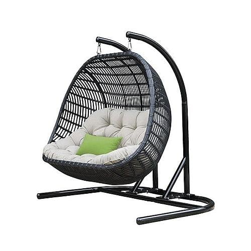 Renava San Juan Outdoor Black & Beige Hanging Chair by VIG Furniture