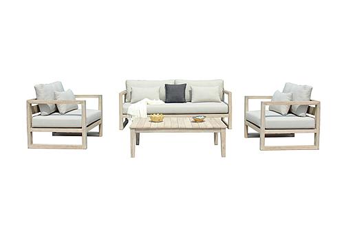 Renava Calm - Outdoor Grey + Acacia Sofa Set by VIG Furniture
