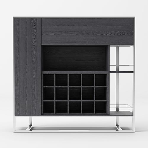 Modrest Fauna - Elm Grey & Stainless Steel Wine Cabinet by VIG Furniture