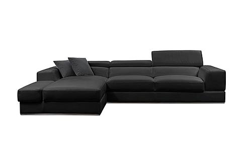 Divani Casa Pella Mini - Modern Black Leather Left Facing Chaise Sectional Sofa by VIG Furniture