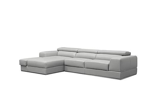 Divani Casa Pella Mini - Modern Grey Italian Leather Left Facing Chaise Sectional Sofa by VIG Furniture