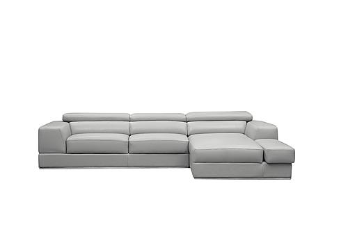 Divani Casa Pella Mini - Modern Grey Italian Leather Right Facing Chaise Sectional Sofa by VIG Furniture
