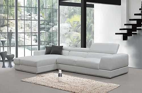 Divani Casa Pella Mini - Modern White Leather Left Facing Chaise Sectional Sofa by VIG Furniture